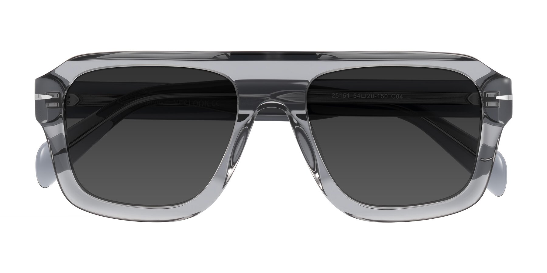 Folded Front of Petenwell in Transparent Gray with Gray Tinted Lenses