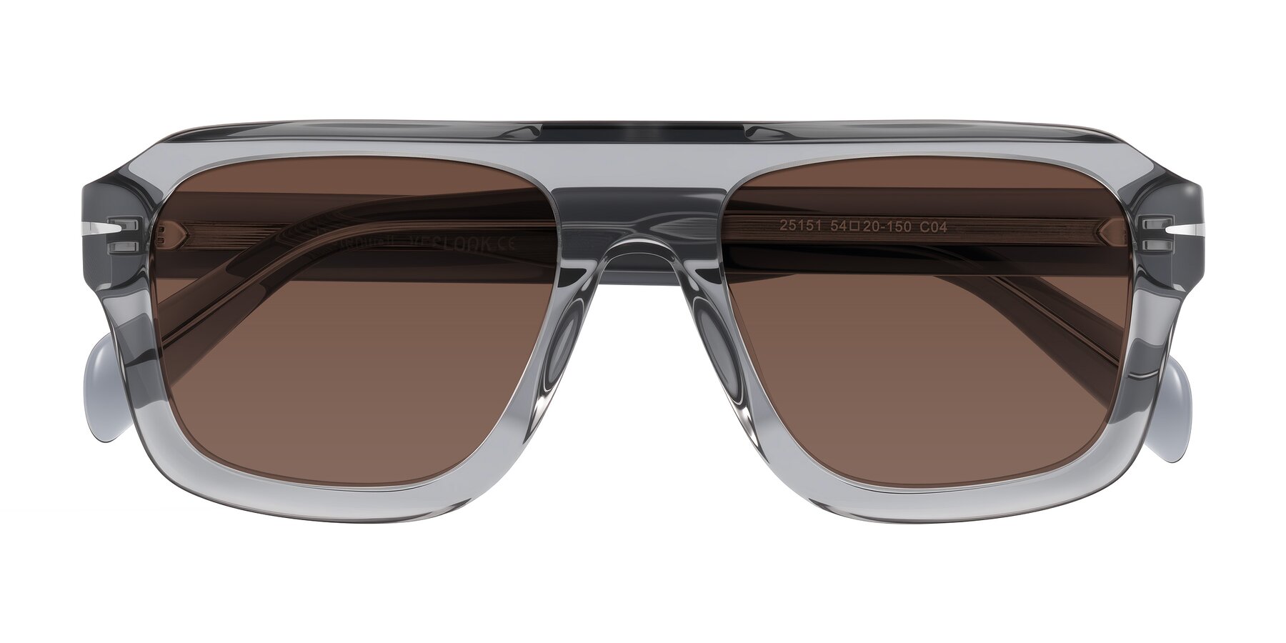 Folded Front of Petenwell in Transparent Gray with Brown Tinted Lenses