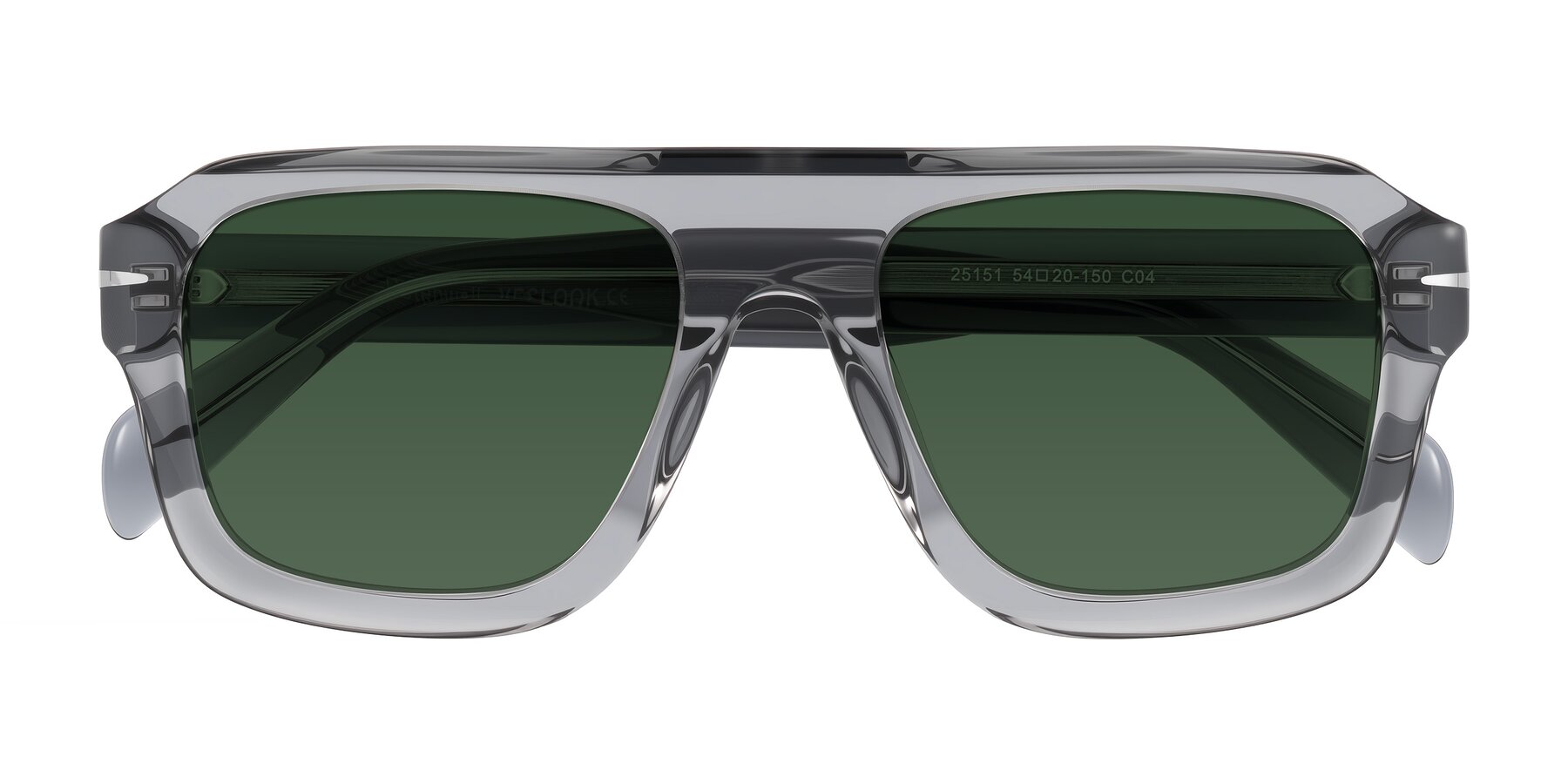 Folded Front of Petenwell in Transparent Gray with Green Tinted Lenses