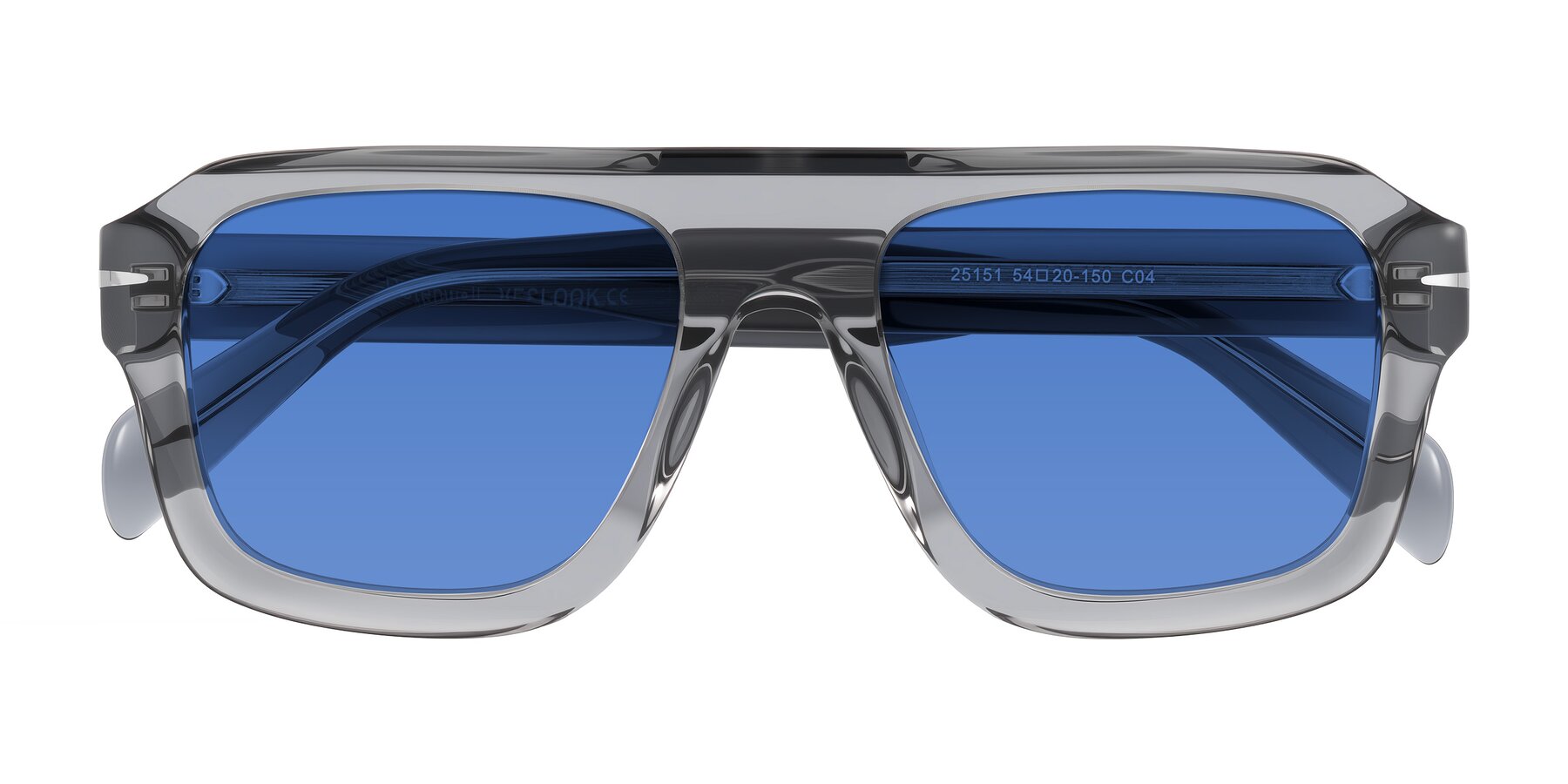 Folded Front of Petenwell in Transparent Gray with Blue Tinted Lenses