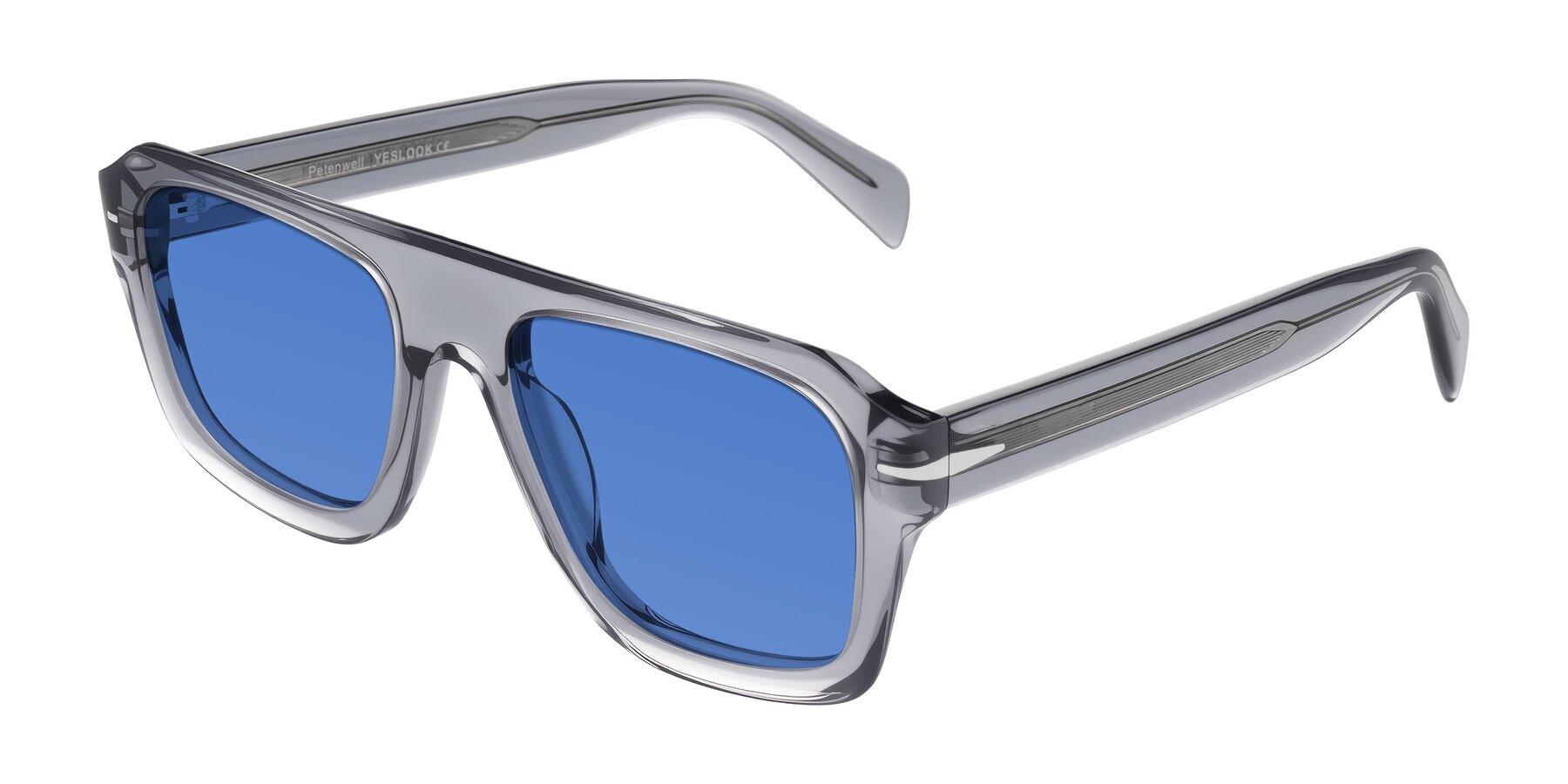 Angle of Petenwell in Transparent Gray with Blue Tinted Lenses