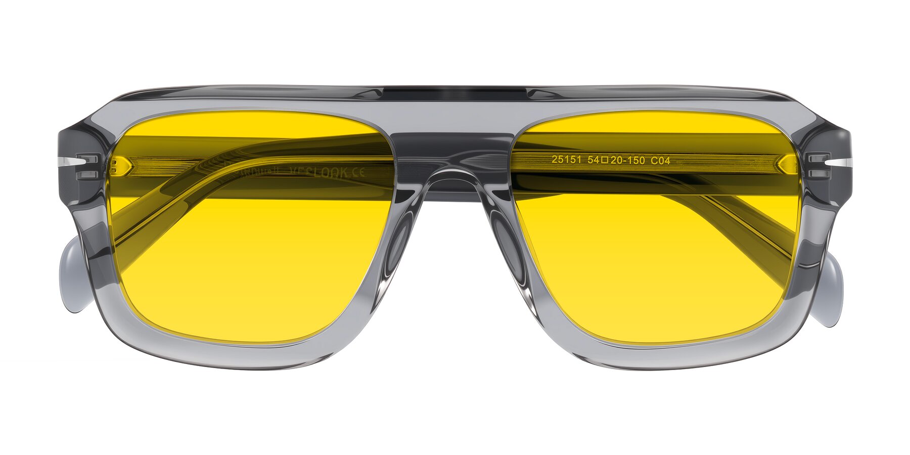 Folded Front of Petenwell in Transparent Gray with Yellow Tinted Lenses
