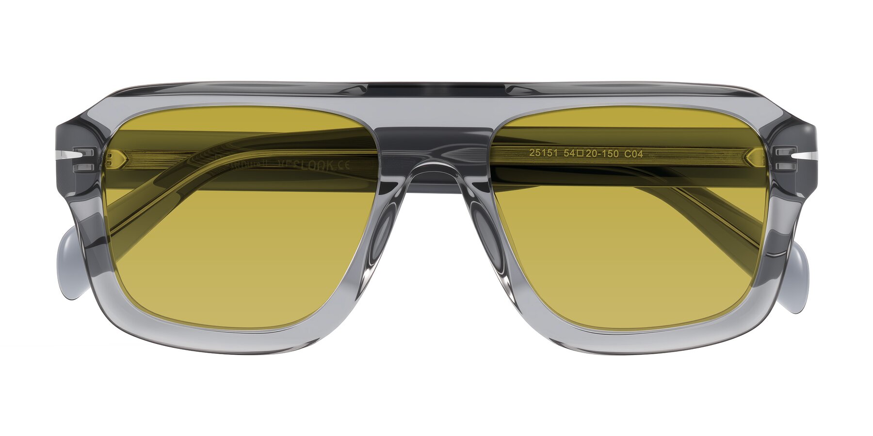 Folded Front of Petenwell in Transparent Gray with Champagne Tinted Lenses