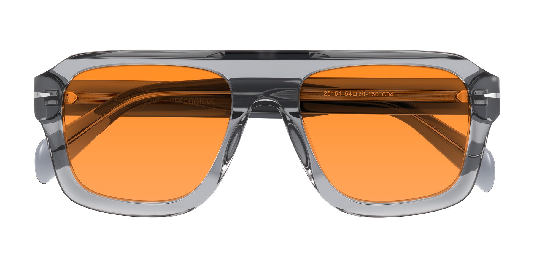 Folded Front of Petenwell in Transparent Gray with Orange Tinted Lenses