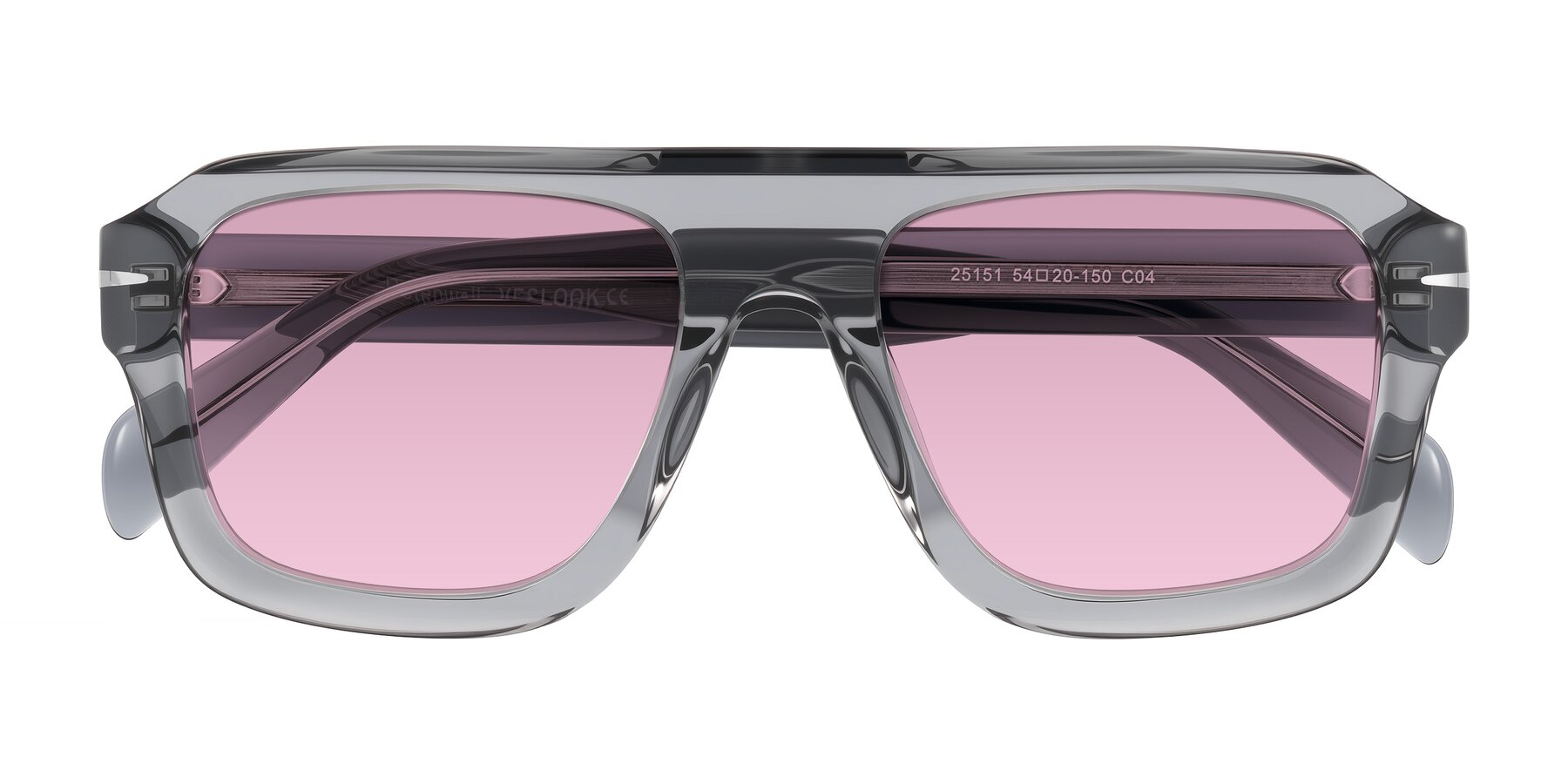 Folded Front of Petenwell in Transparent Gray with Light Wine Tinted Lenses