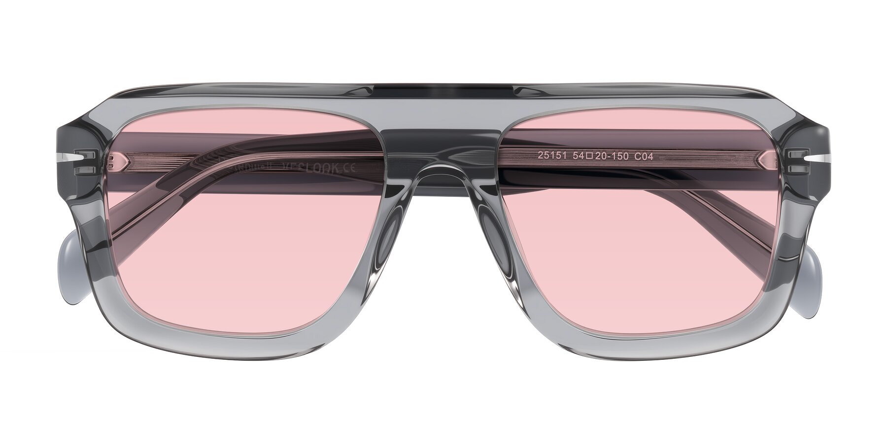 Folded Front of Petenwell in Transparent Gray with Light Garnet Tinted Lenses