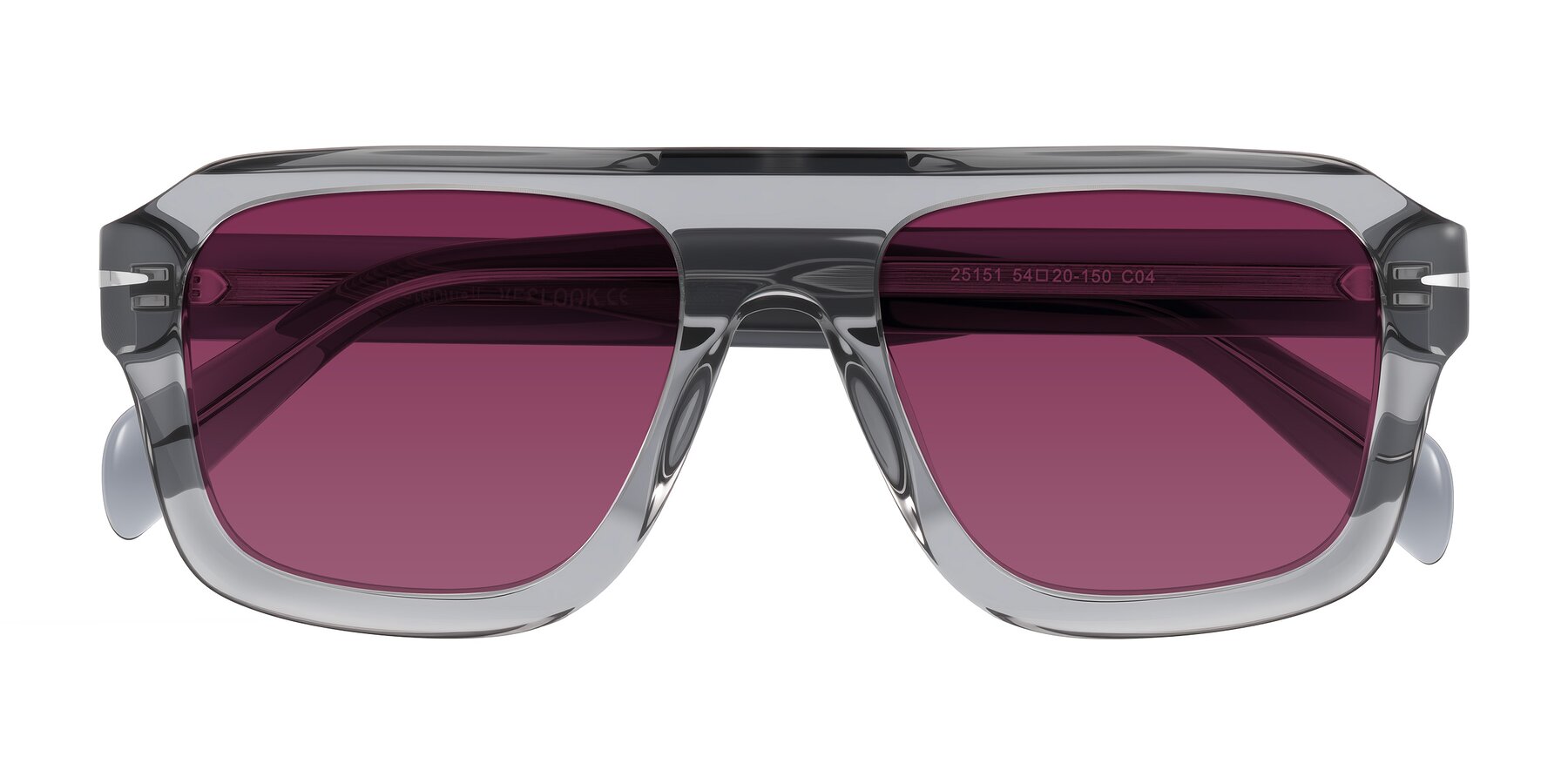 Folded Front of Petenwell in Transparent Gray with Wine Tinted Lenses