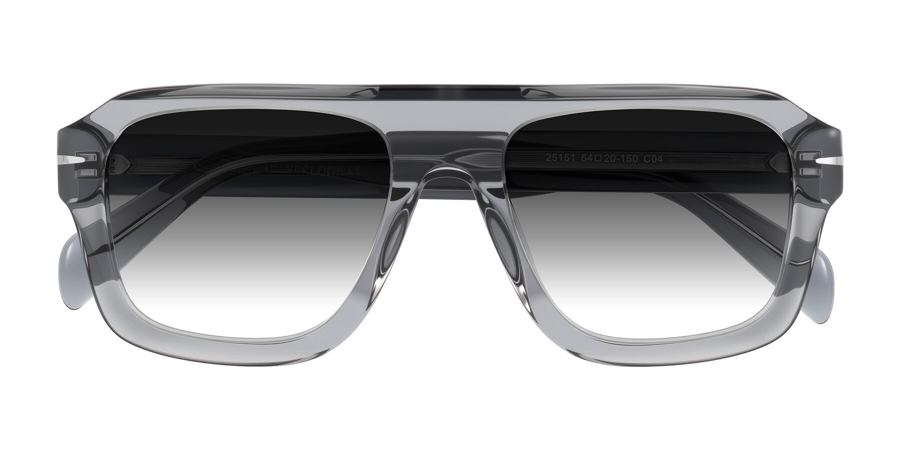 Folded Front of Petenwell in Transparent Gray with Gray Gradient Lenses