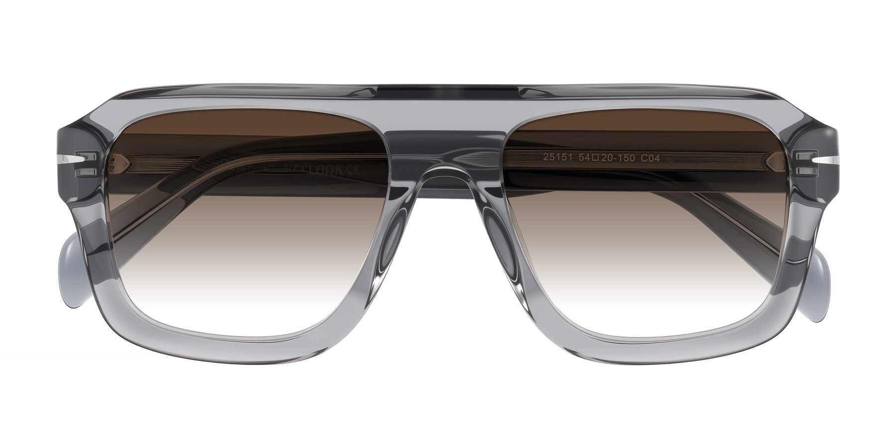 Folded Front of Petenwell in Transparent Gray with Brown Gradient Lenses