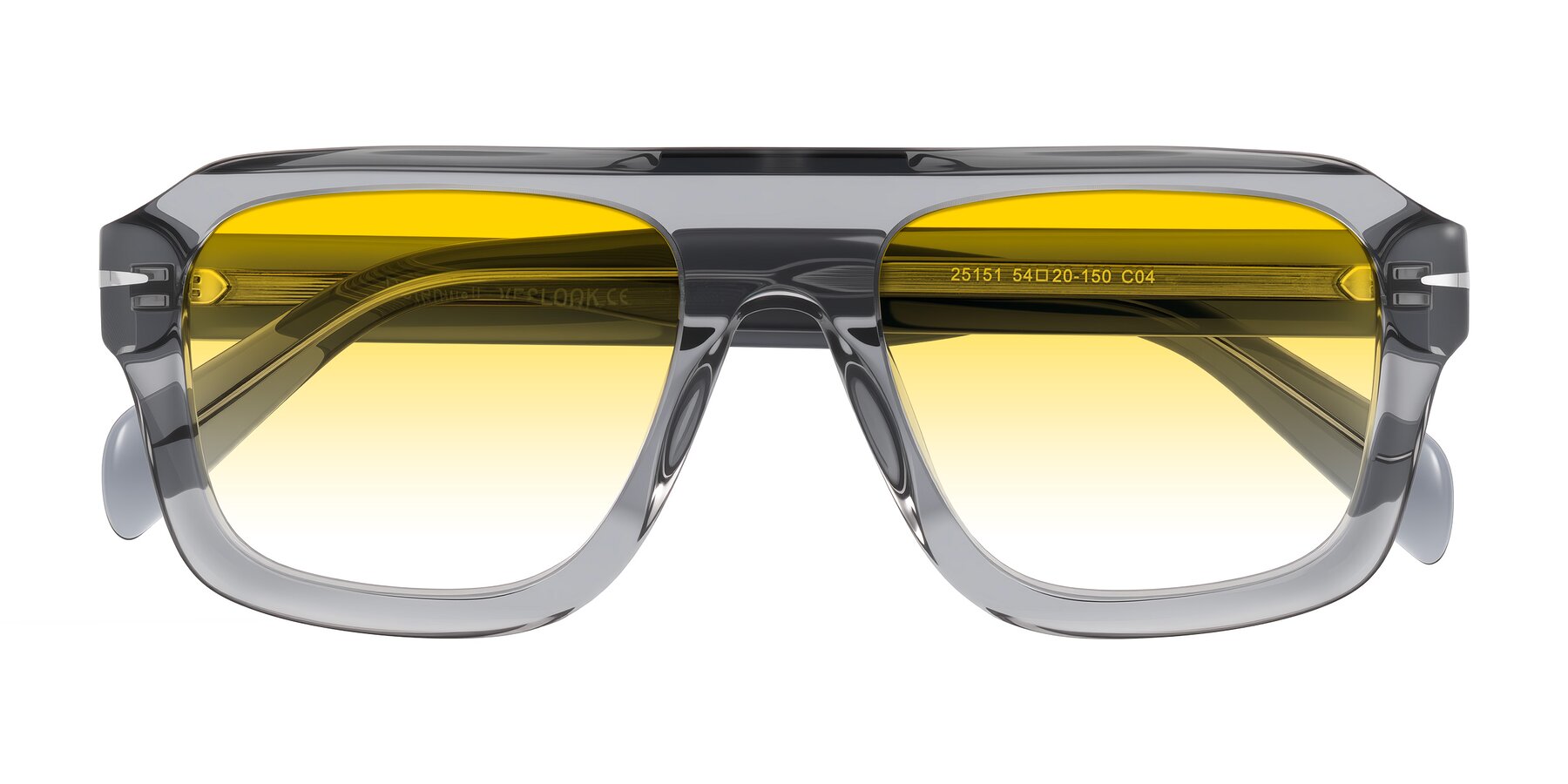 Folded Front of Petenwell in Transparent Gray with Yellow Gradient Lenses