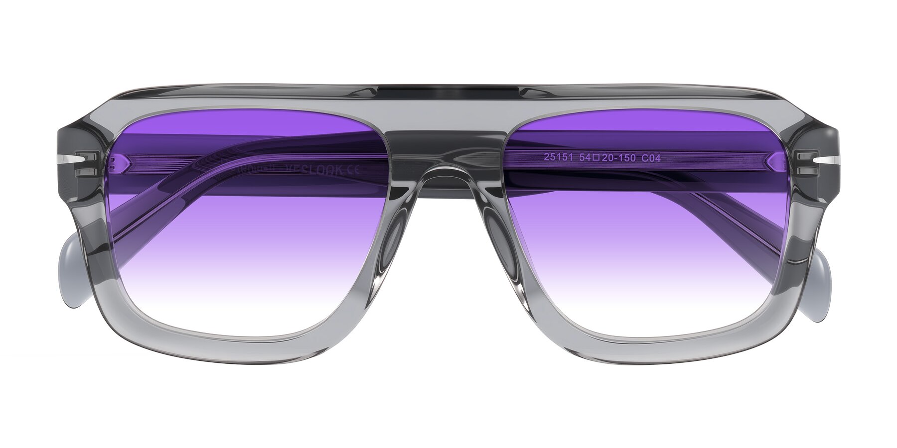 Folded Front of Petenwell in Transparent Gray with Purple Gradient Lenses
