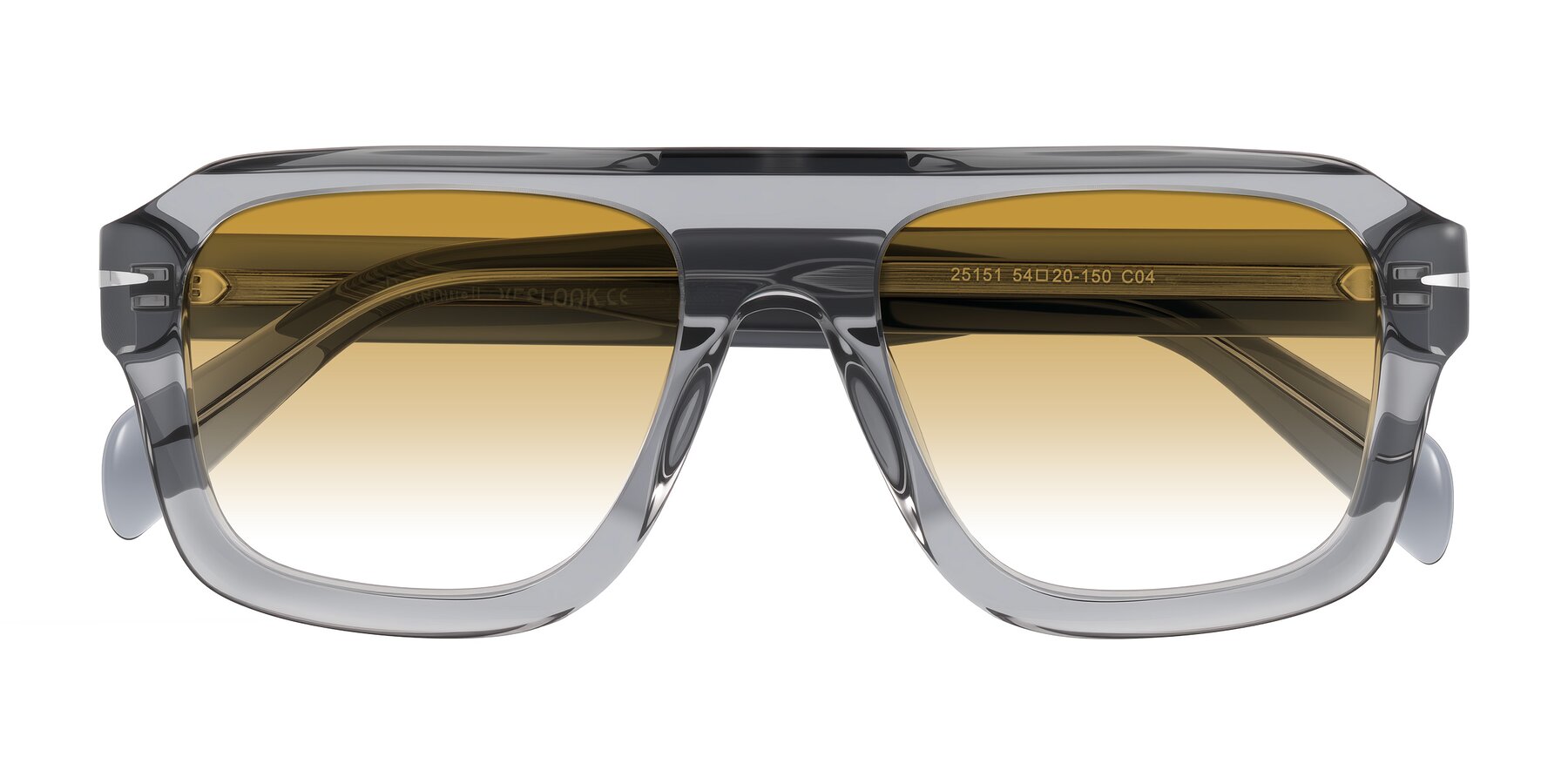 Folded Front of Petenwell in Transparent Gray with Champagne Gradient Lenses