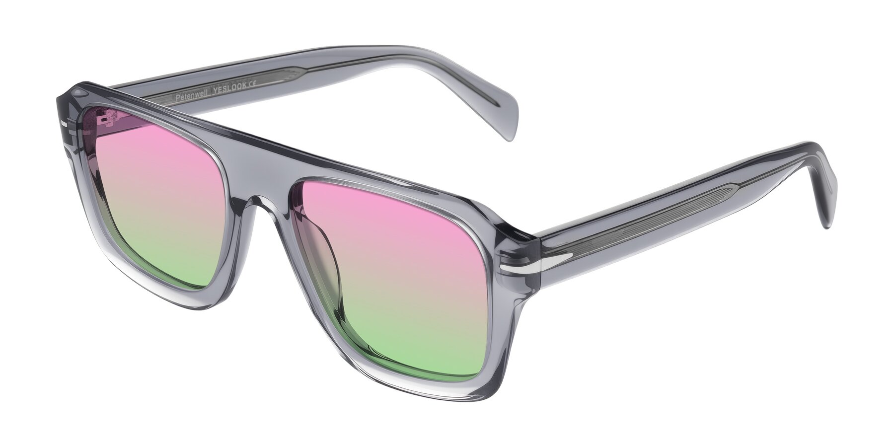 Angle of Petenwell in Transparent Gray with Pink / Green Gradient Lenses