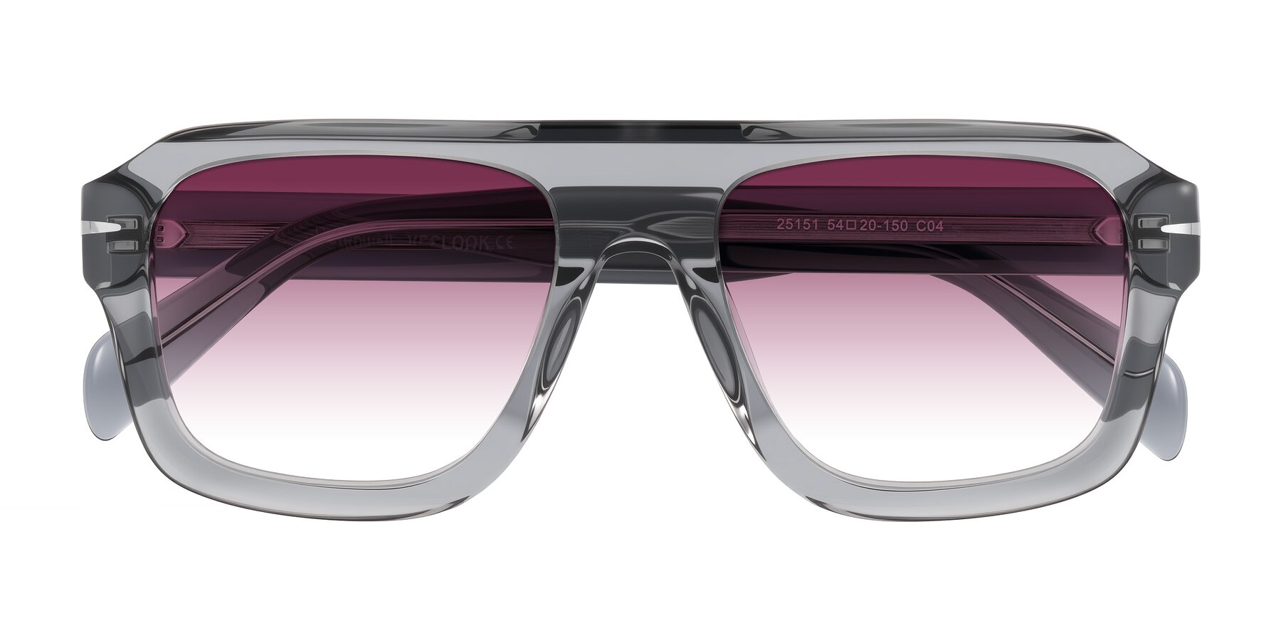 Folded Front of Petenwell in Transparent Gray with Wine Gradient Lenses