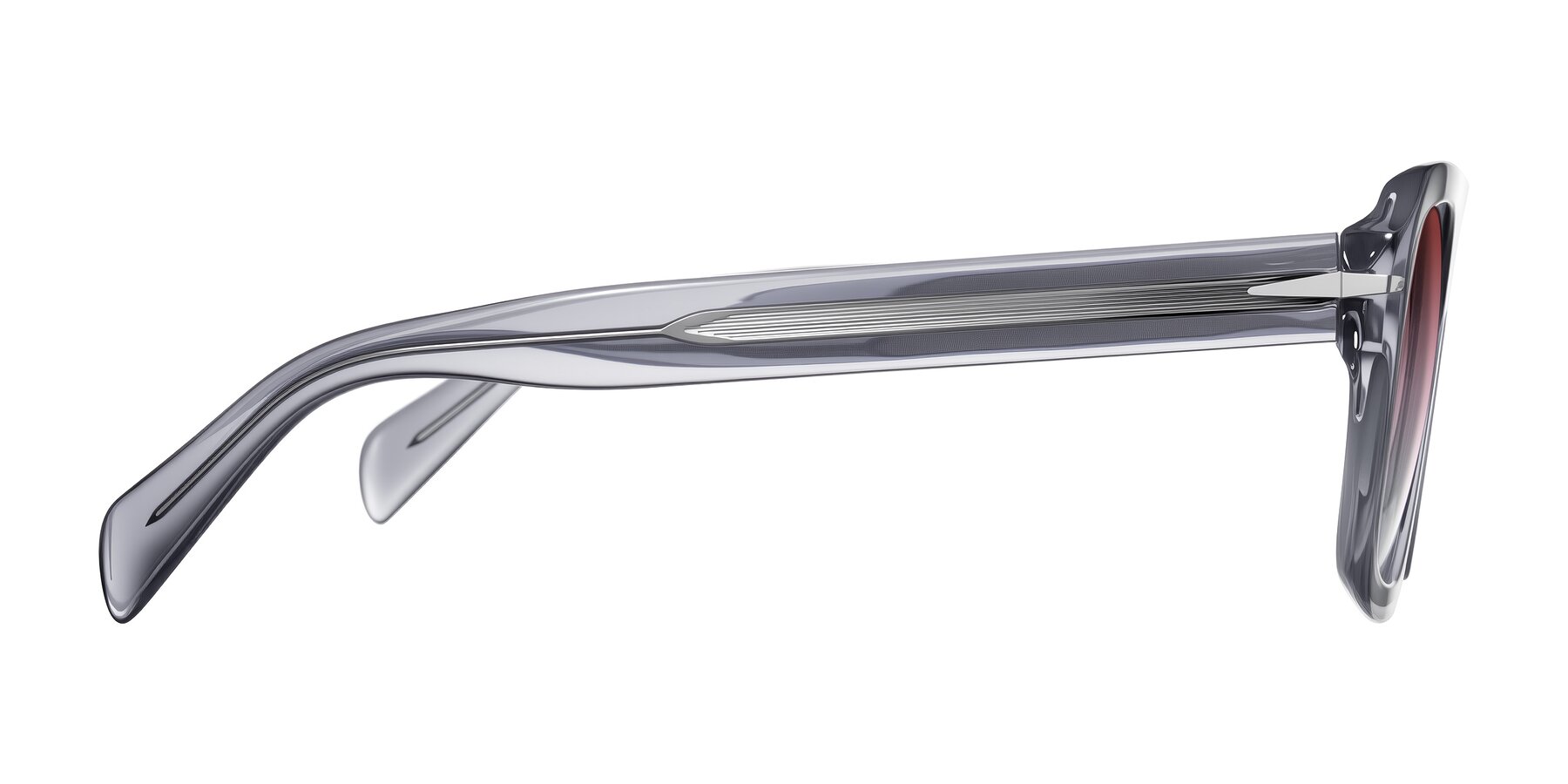 Side of Petenwell in Transparent Gray with Garnet Gradient Lenses