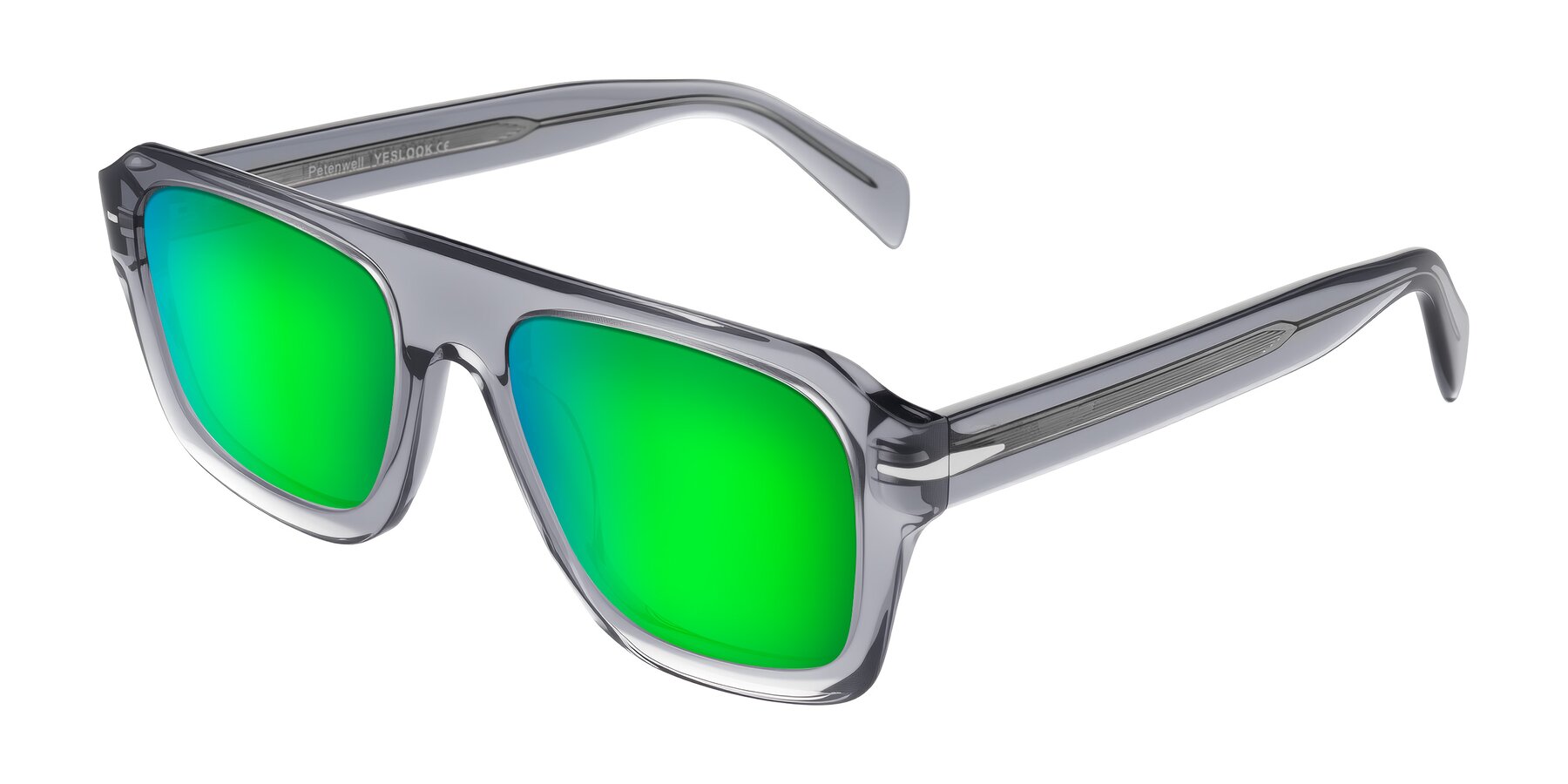 Angle of Petenwell in Transparent Gray with Green Mirrored Lenses