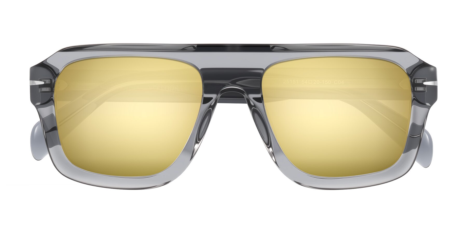 Folded Front of Petenwell in Transparent Gray with Gold Mirrored Lenses