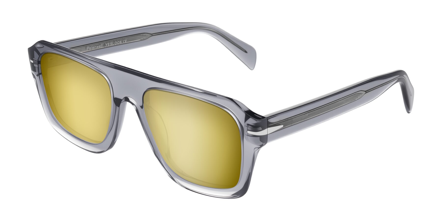 Angle of Petenwell in Transparent Gray with Gold Mirrored Lenses