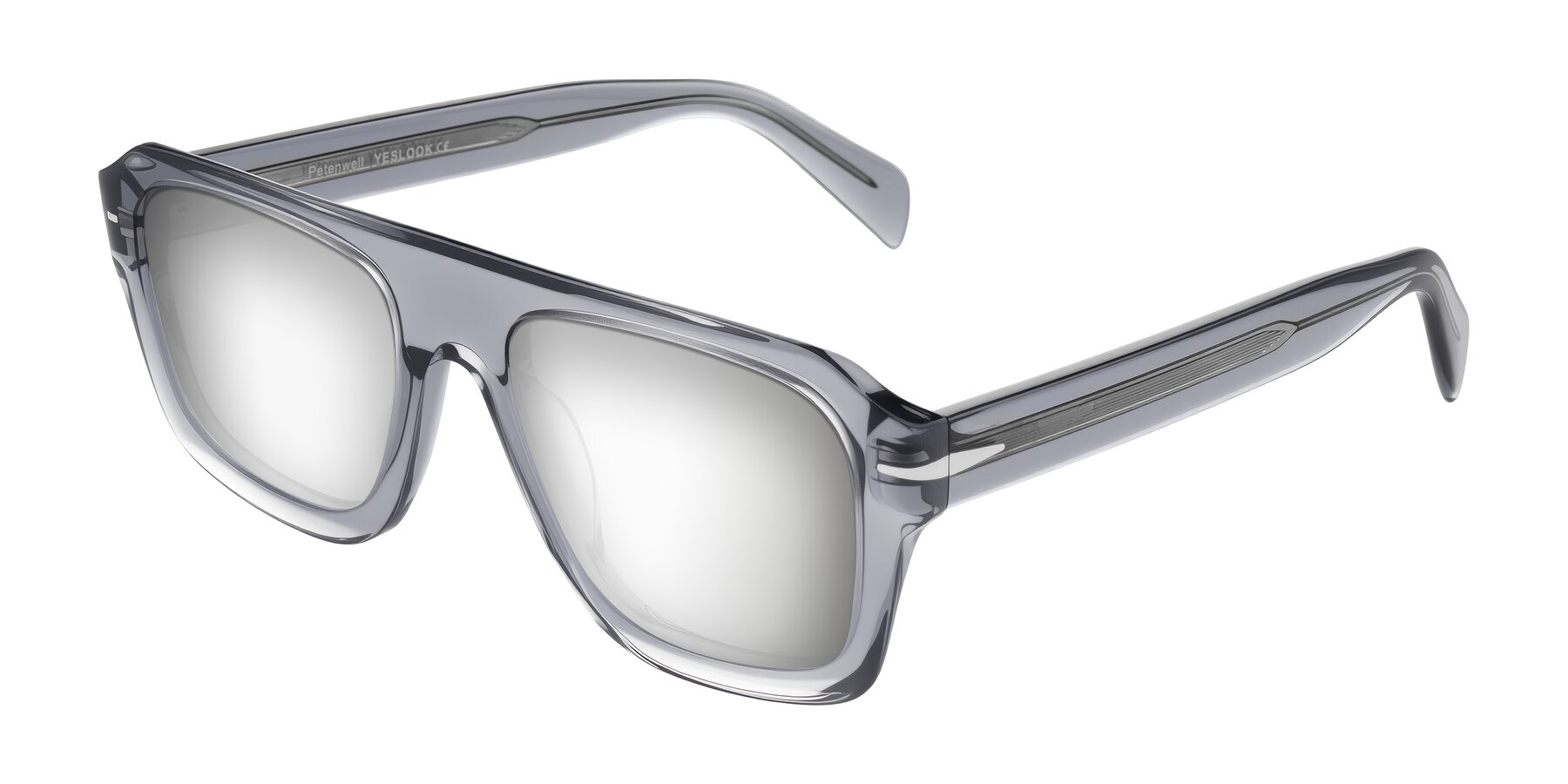 Angle of Petenwell in Transparent Gray with Silver Mirrored Lenses