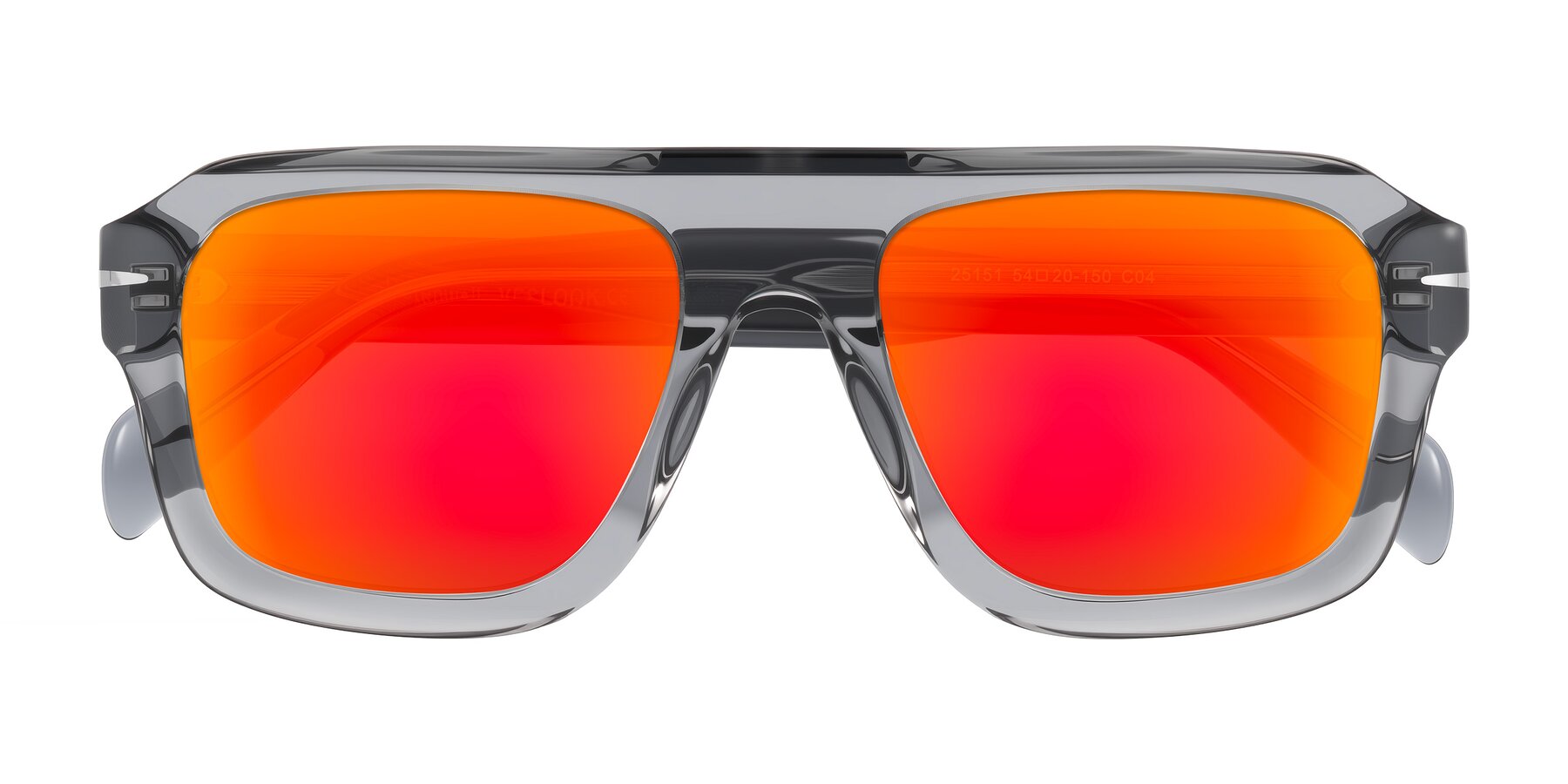 Folded Front of Petenwell in Transparent Gray with Red Gold Mirrored Lenses