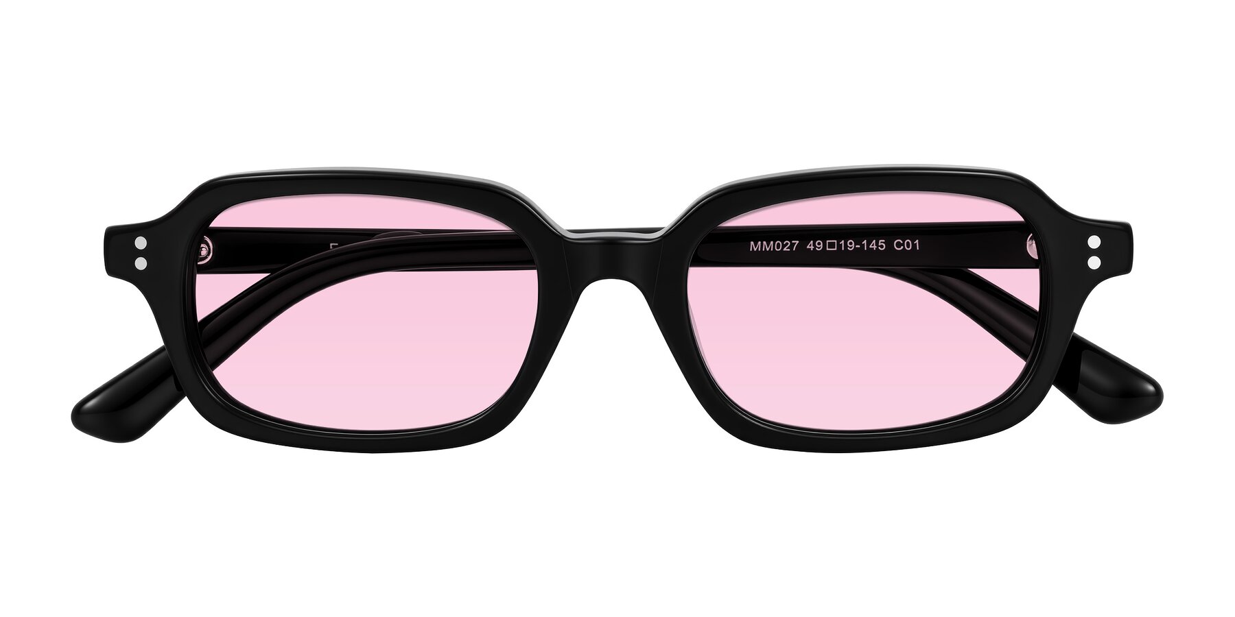 Folded Front of Eustis in Black with Light Pink Tinted Lenses
