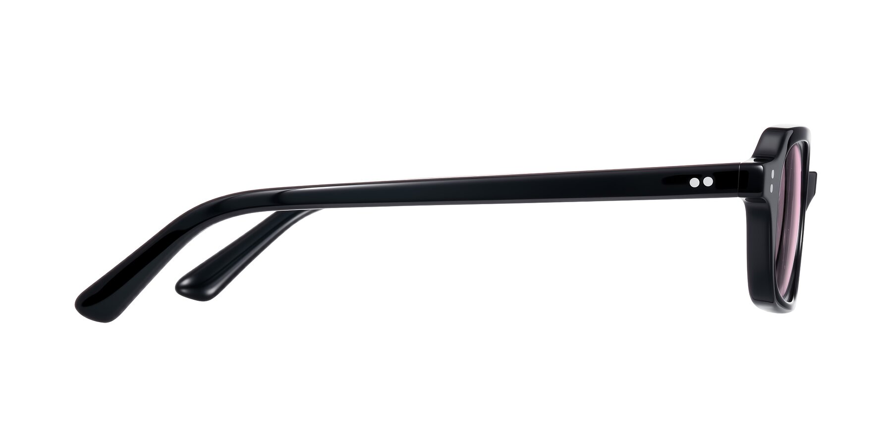 Side of Eustis in Black with Light Pink Tinted Lenses