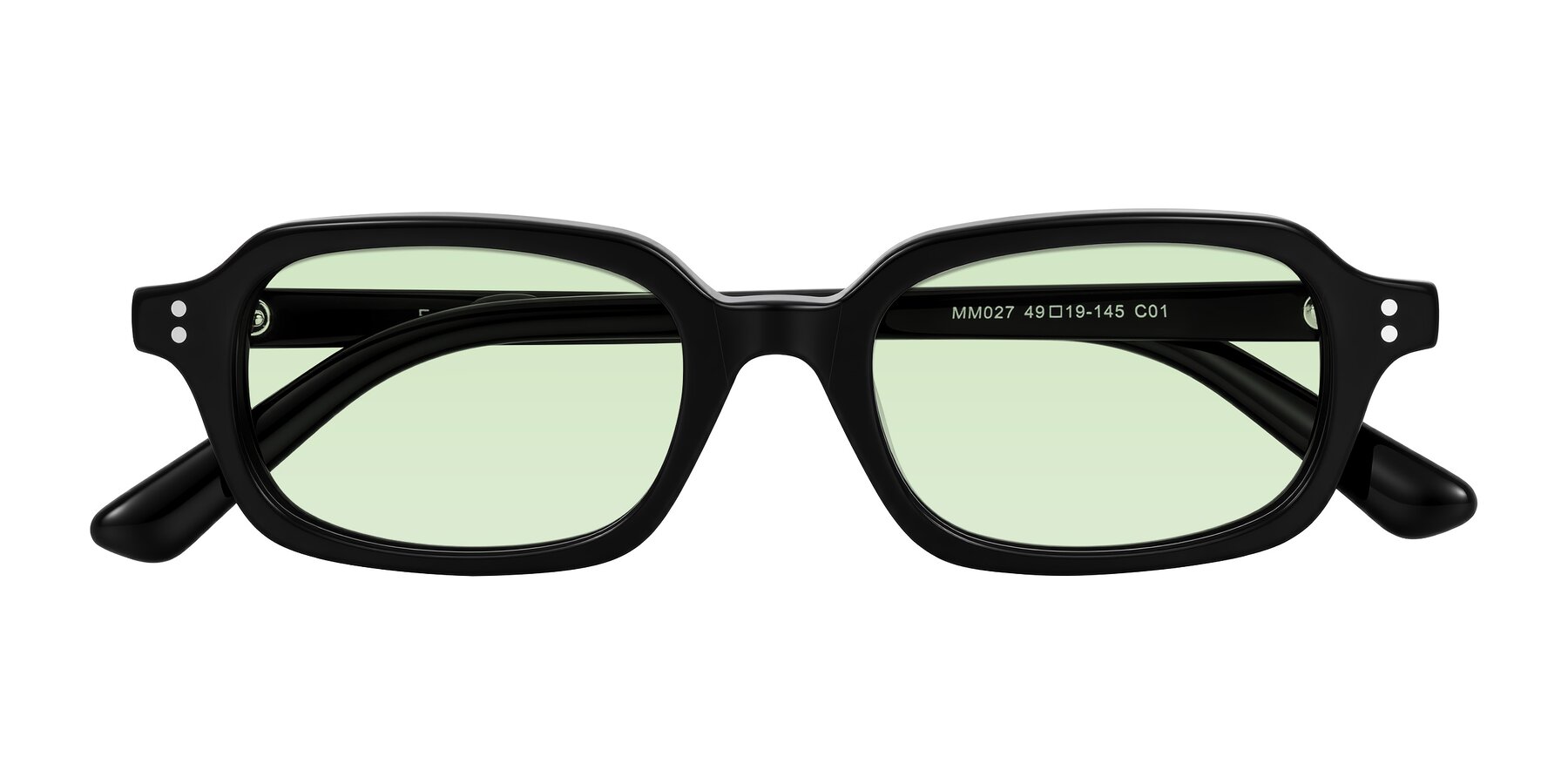 Folded Front of Eustis in Black with Light Green Tinted Lenses