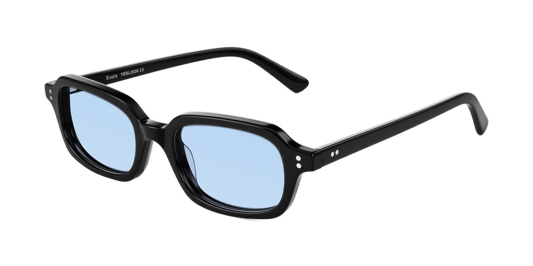 Angle of Eustis in Black with Light Blue Tinted Lenses