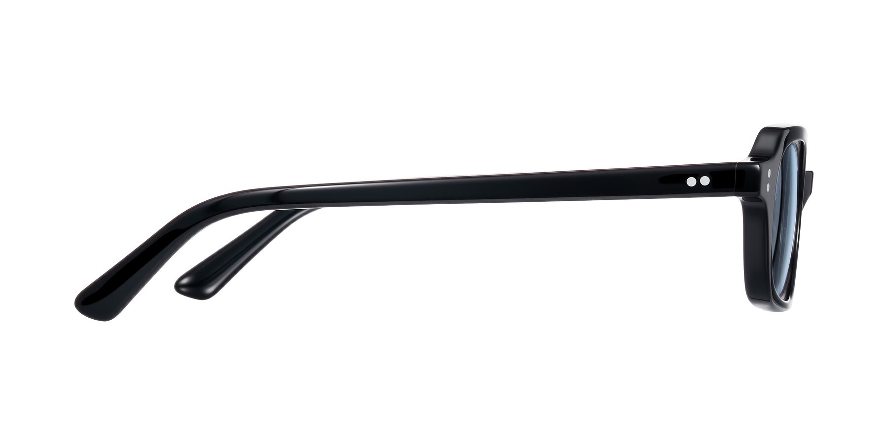Side of Eustis in Black with Light Blue Tinted Lenses