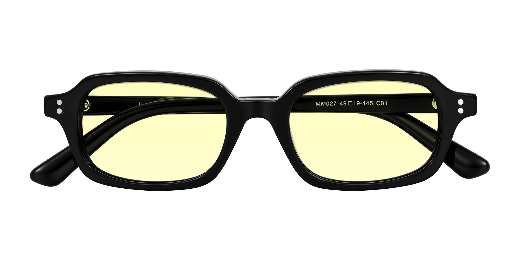 Folded Front of Eustis in Black with Light Yellow Tinted Lenses