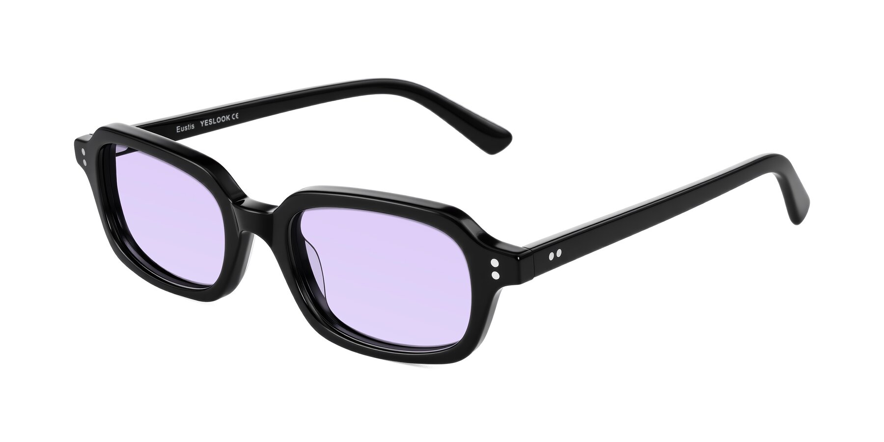 Angle of Eustis in Black with Light Purple Tinted Lenses