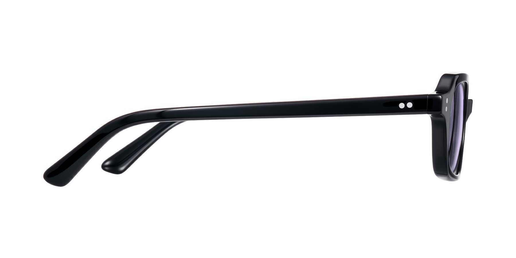 Side of Eustis in Black with Light Purple Tinted Lenses