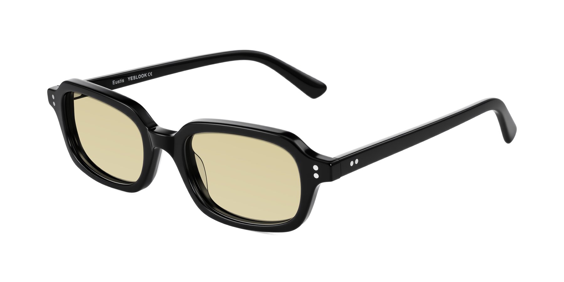 Angle of Eustis in Black with Light Champagne Tinted Lenses