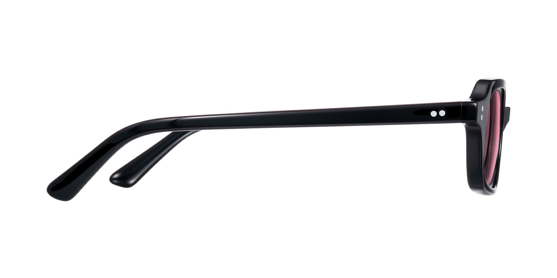 Side of Eustis in Black with Pink Tinted Lenses