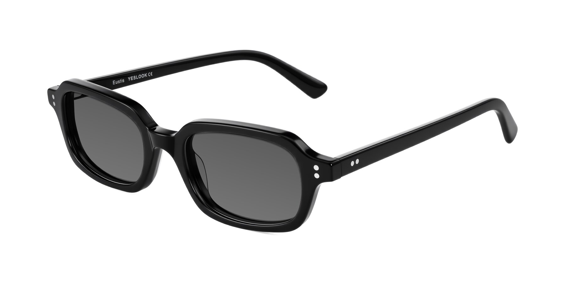 Angle of Eustis in Black with Medium Gray Tinted Lenses