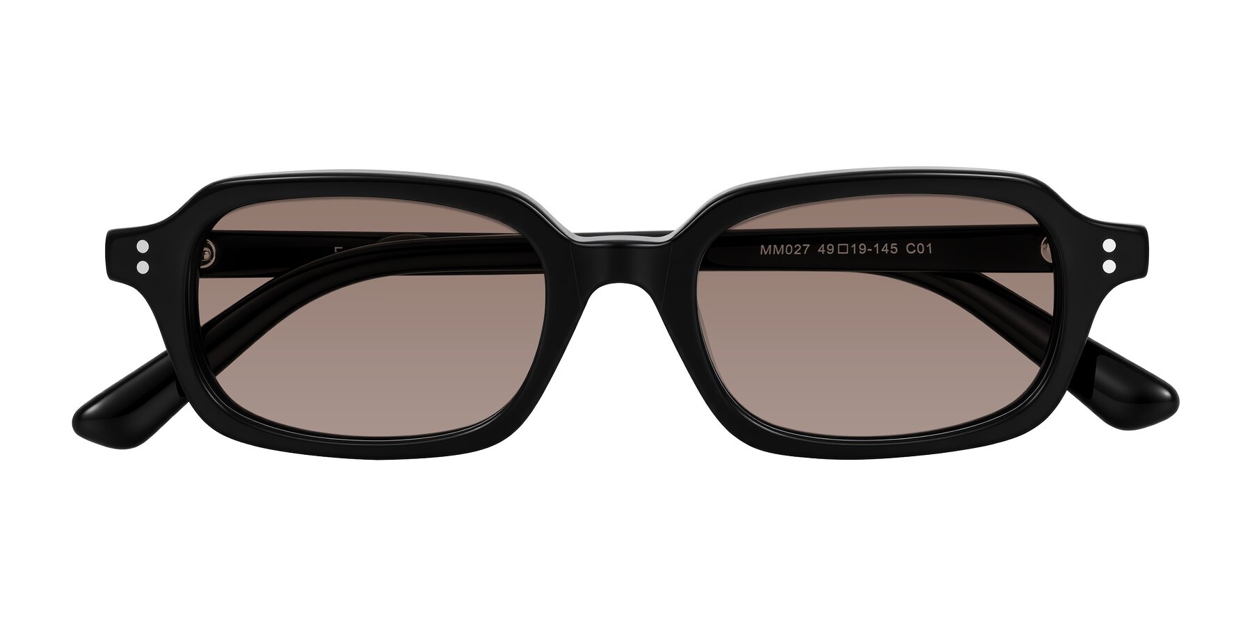 Folded Front of Eustis in Black with Medium Brown Tinted Lenses