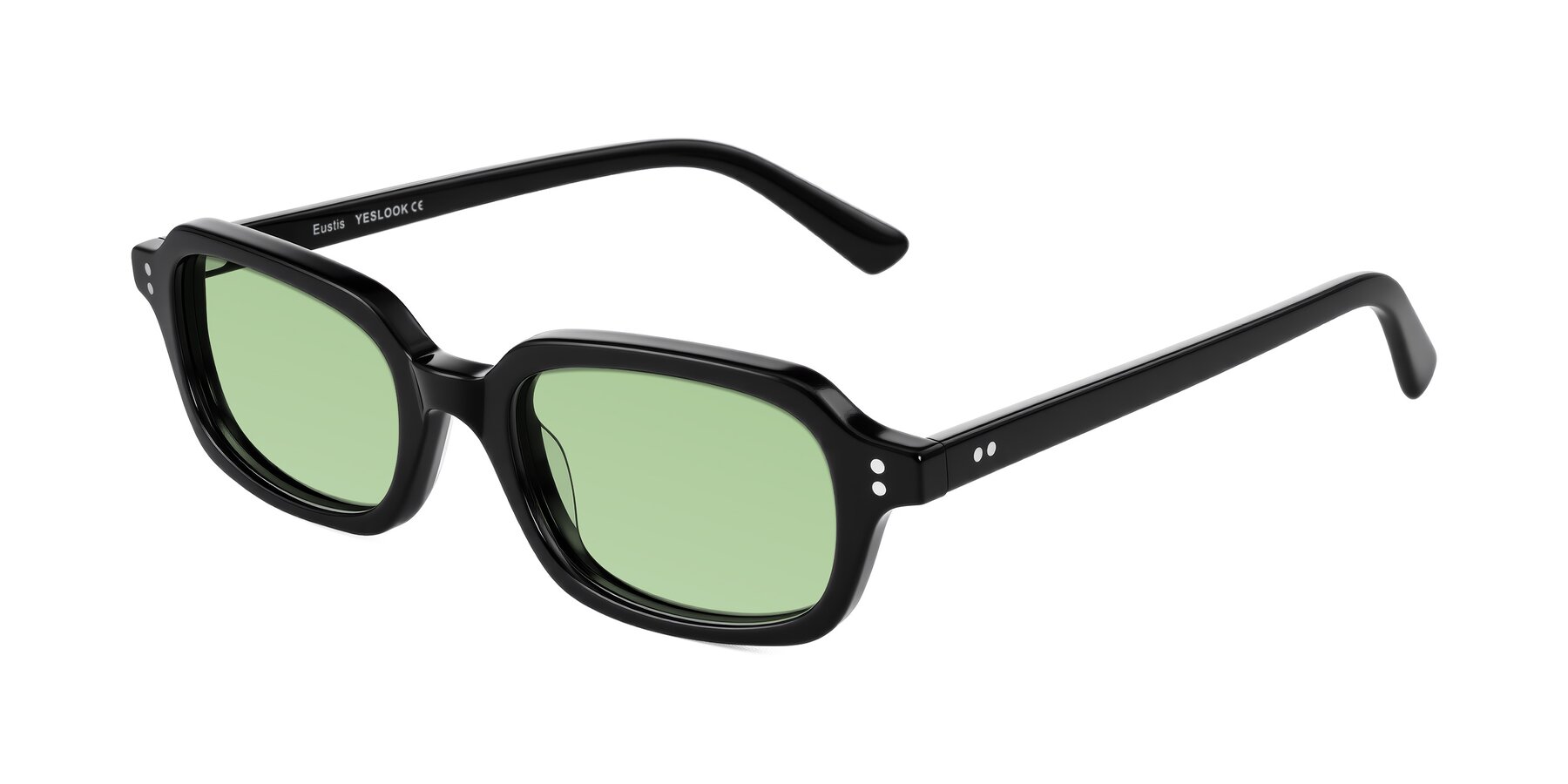 Angle of Eustis in Black with Medium Green Tinted Lenses