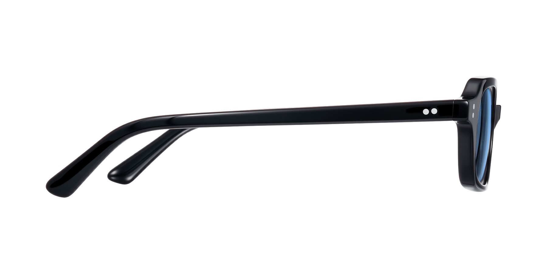 Side of Eustis in Black with Medium Blue Tinted Lenses