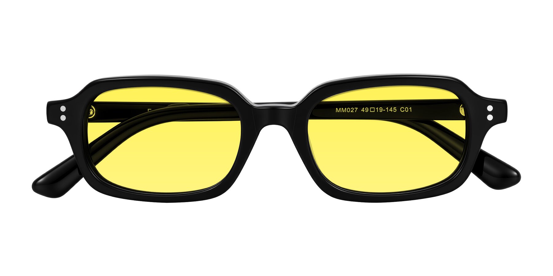 Folded Front of Eustis in Black with Medium Yellow Tinted Lenses