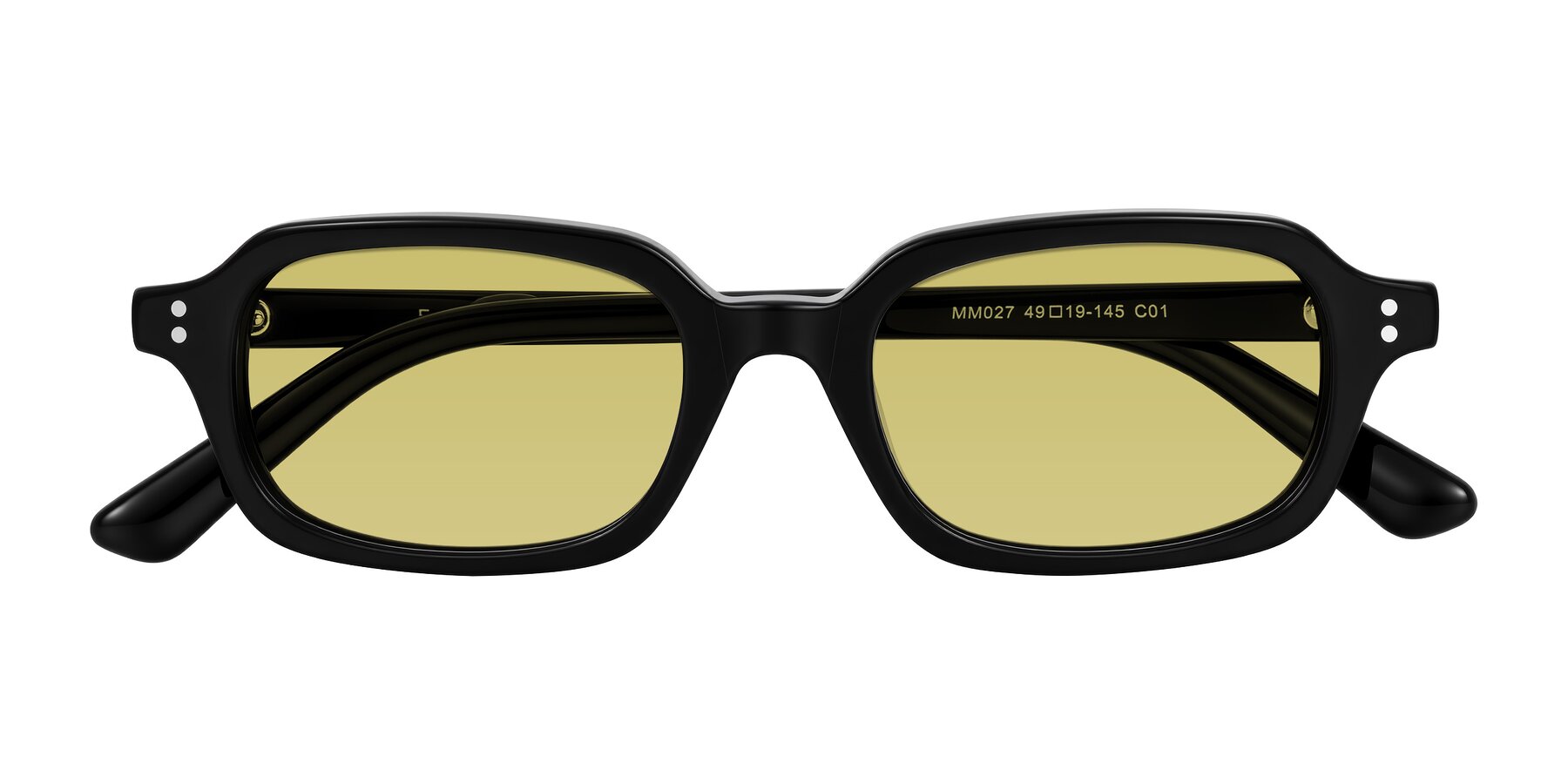Folded Front of Eustis in Black with Medium Champagne Tinted Lenses