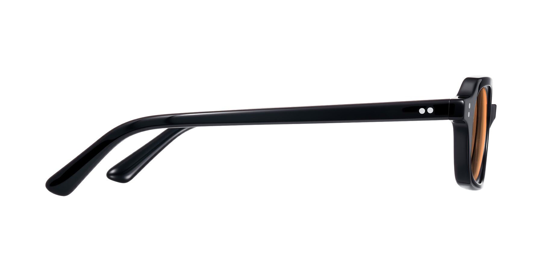Side of Eustis in Black with Medium Orange Tinted Lenses