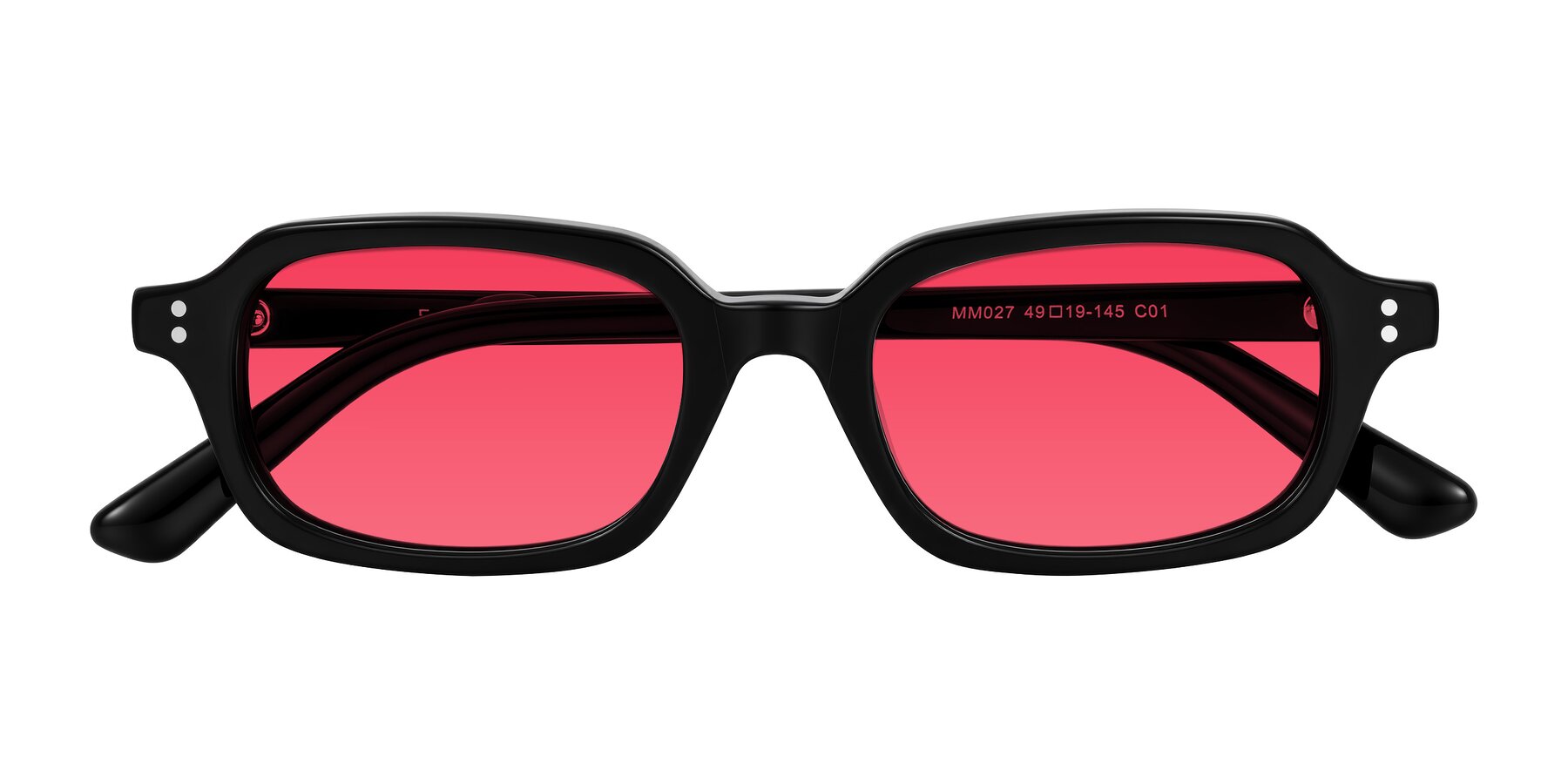 Folded Front of Eustis in Black with Red Tinted Lenses