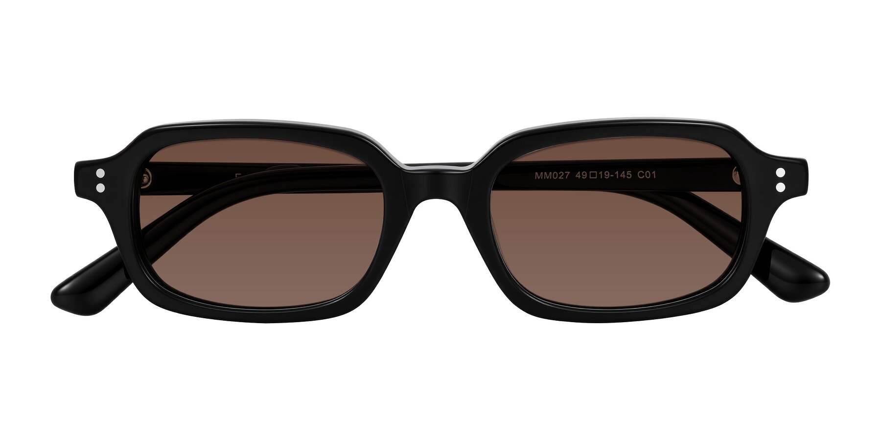 Folded Front of Eustis in Black with Brown Tinted Lenses