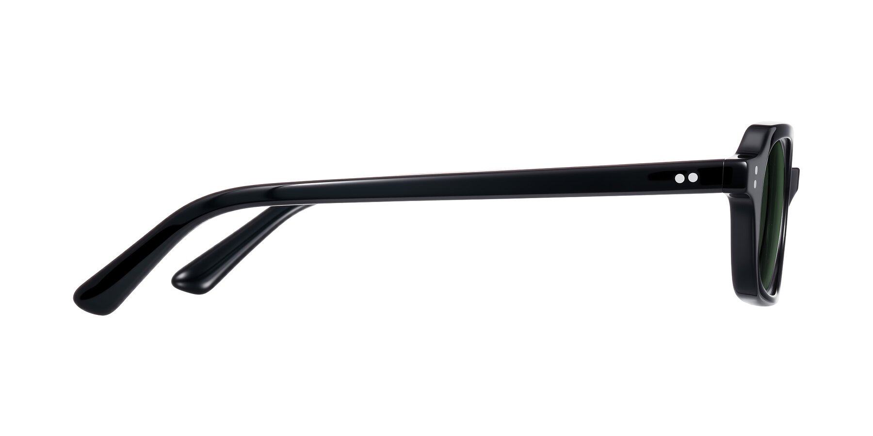 Side of Eustis in Black with Green Tinted Lenses