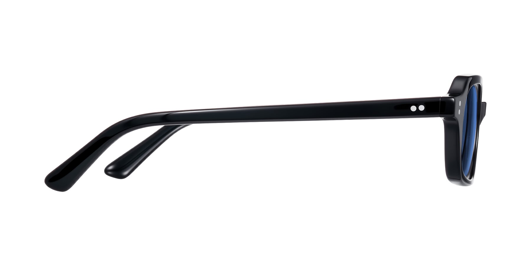 Side of Eustis in Black with Blue Tinted Lenses