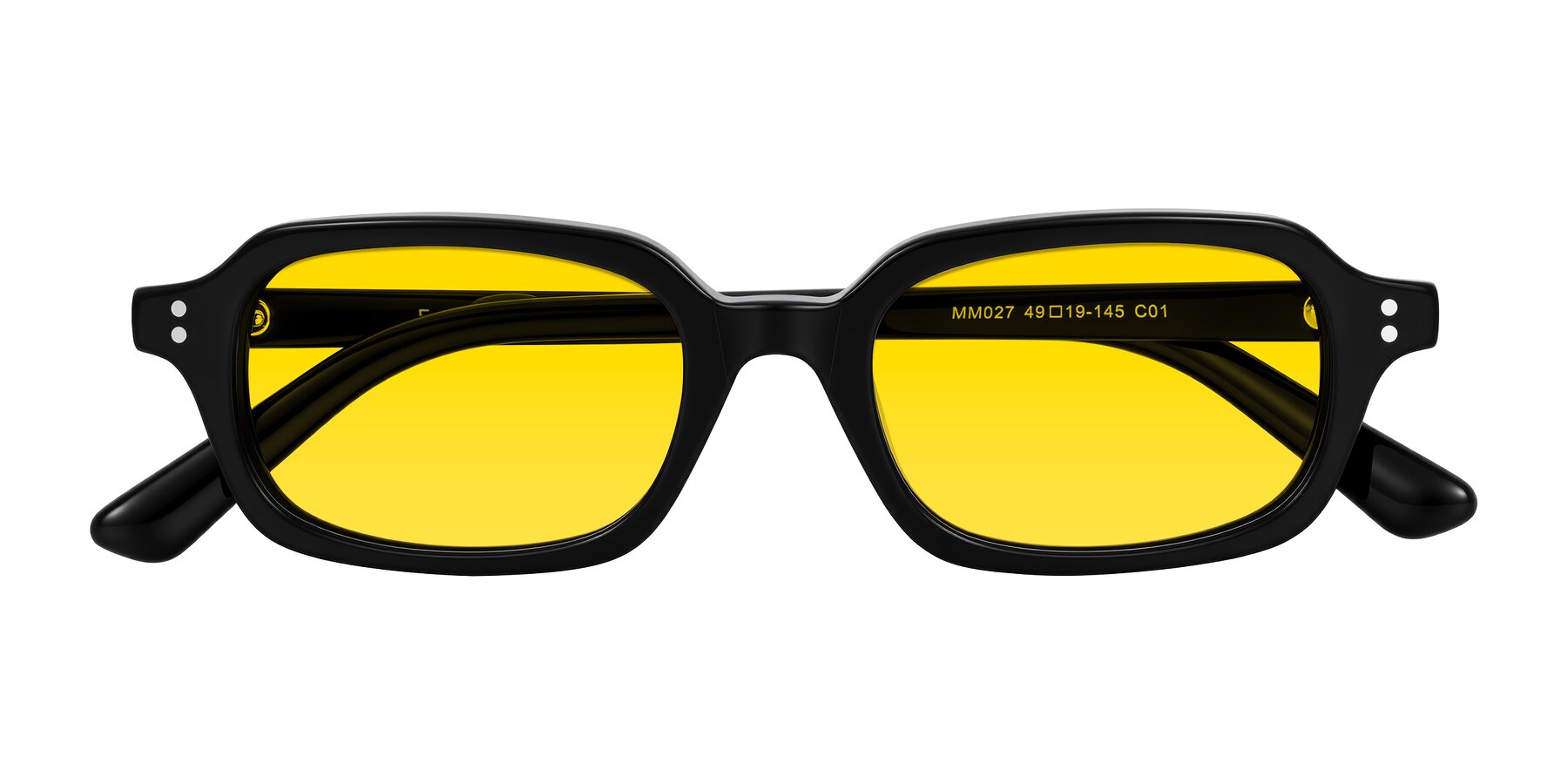 Folded Front of Eustis in Black with Yellow Tinted Lenses