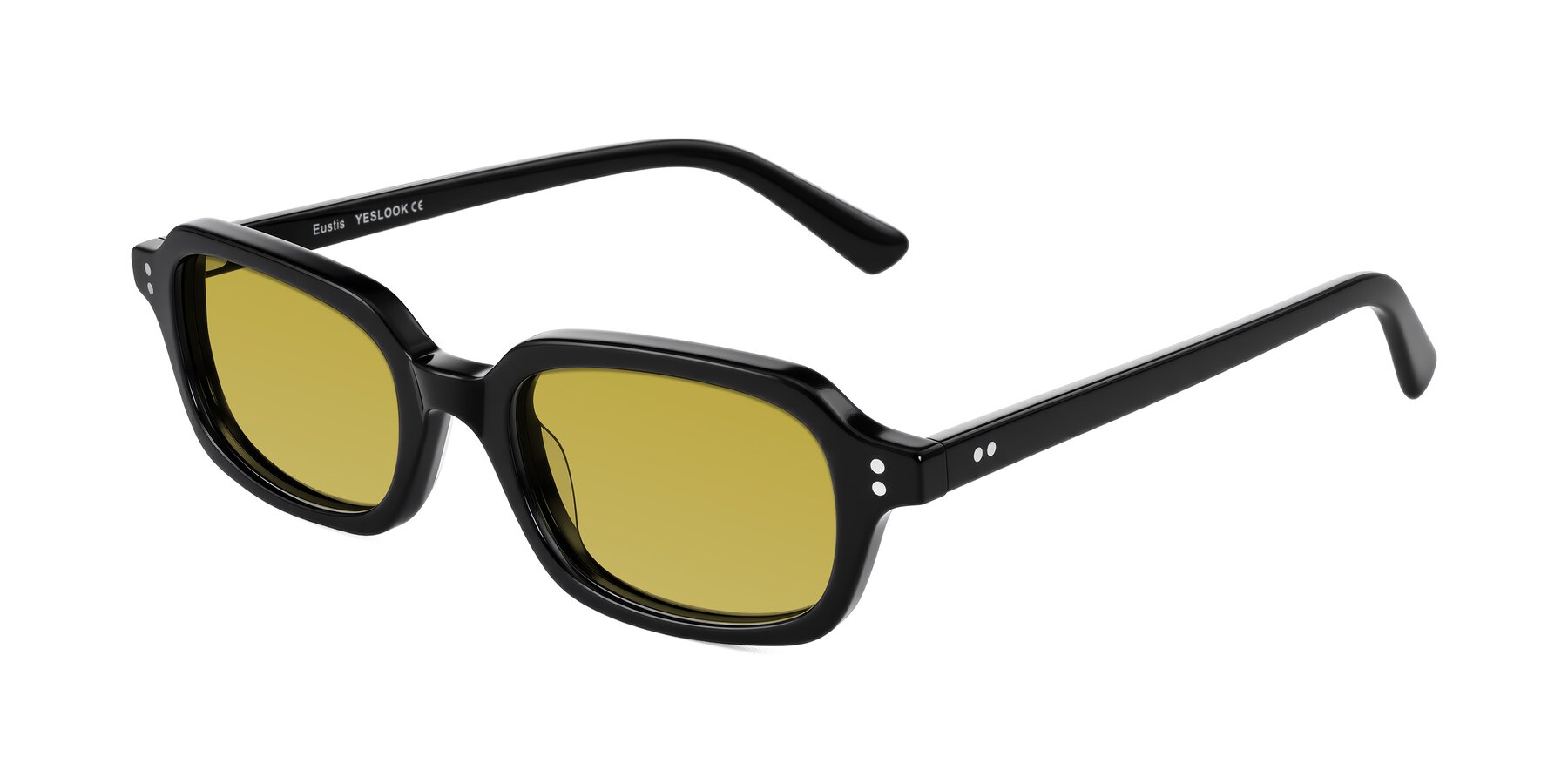 Angle of Eustis in Black with Champagne Tinted Lenses