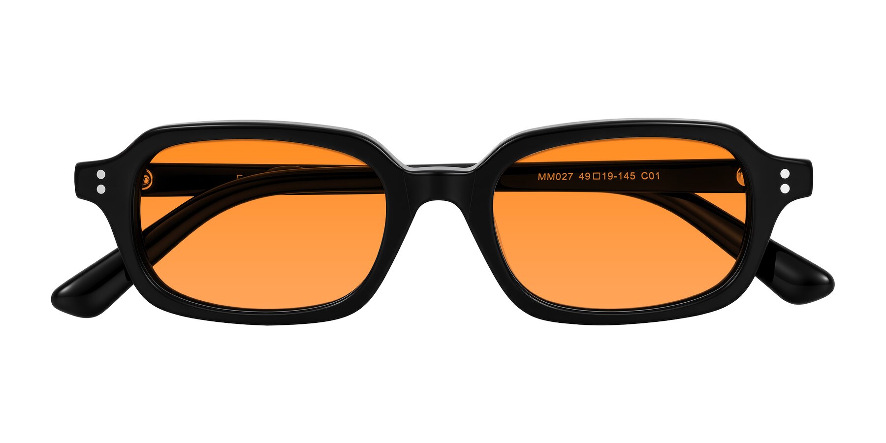 Folded Front of Eustis in Black with Orange Tinted Lenses