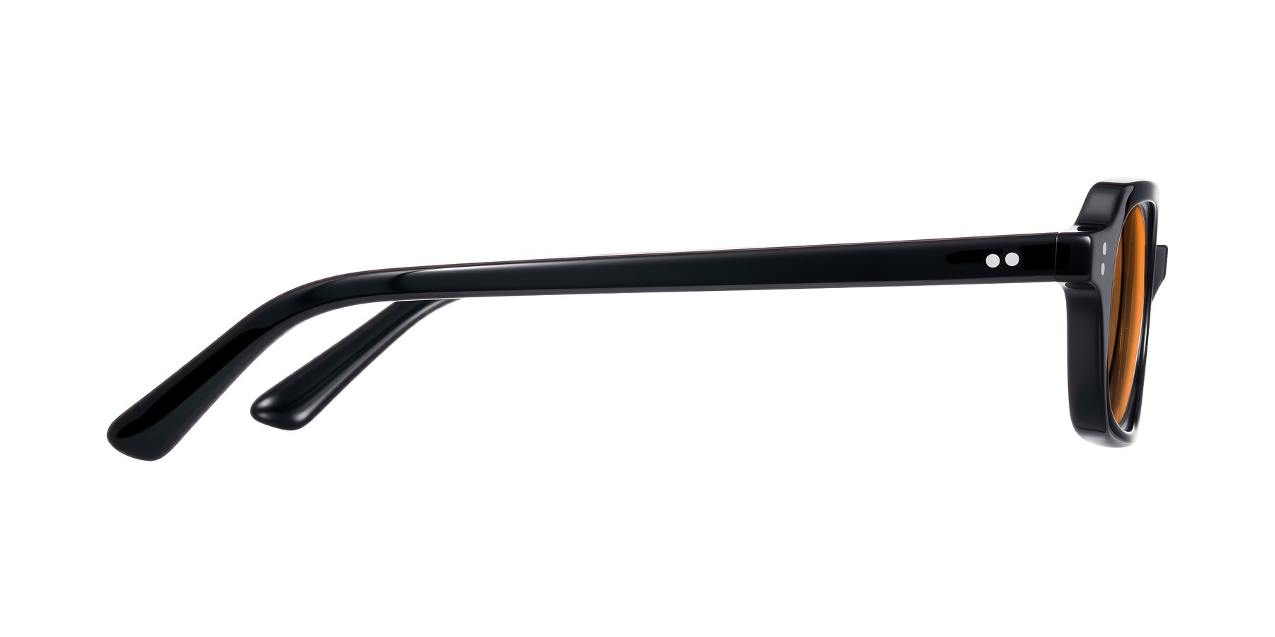 Side of Eustis in Black with Orange Tinted Lenses