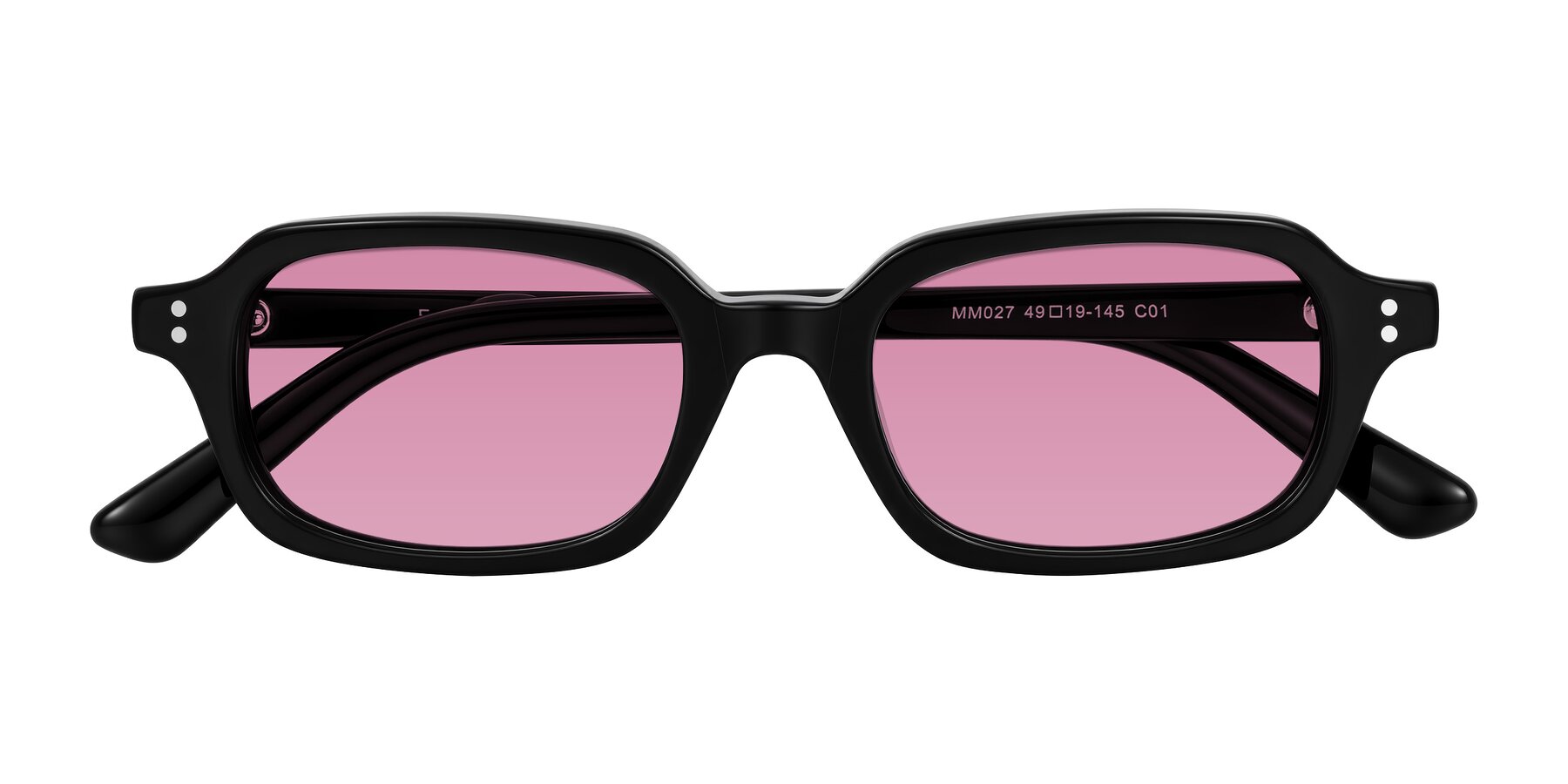 Folded Front of Eustis in Black with Medium Wine Tinted Lenses